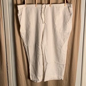 Bone-white, linen Capri pants